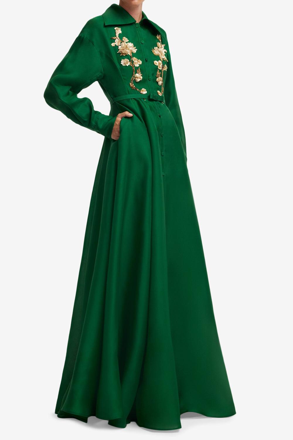 Josephine Gown - Forest-GREEN-2-CLOTHINGDRESSGOWN-LEO LIN