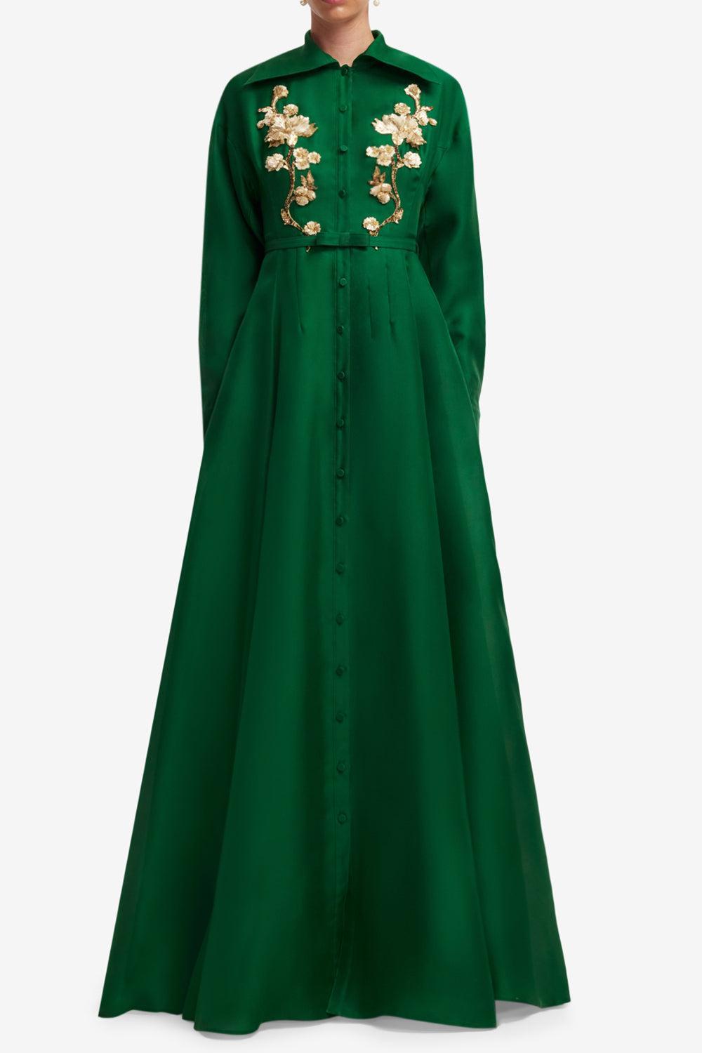 Josephine Gown - Forest-GREEN-2-CLOTHINGDRESSGOWN-LEO LIN