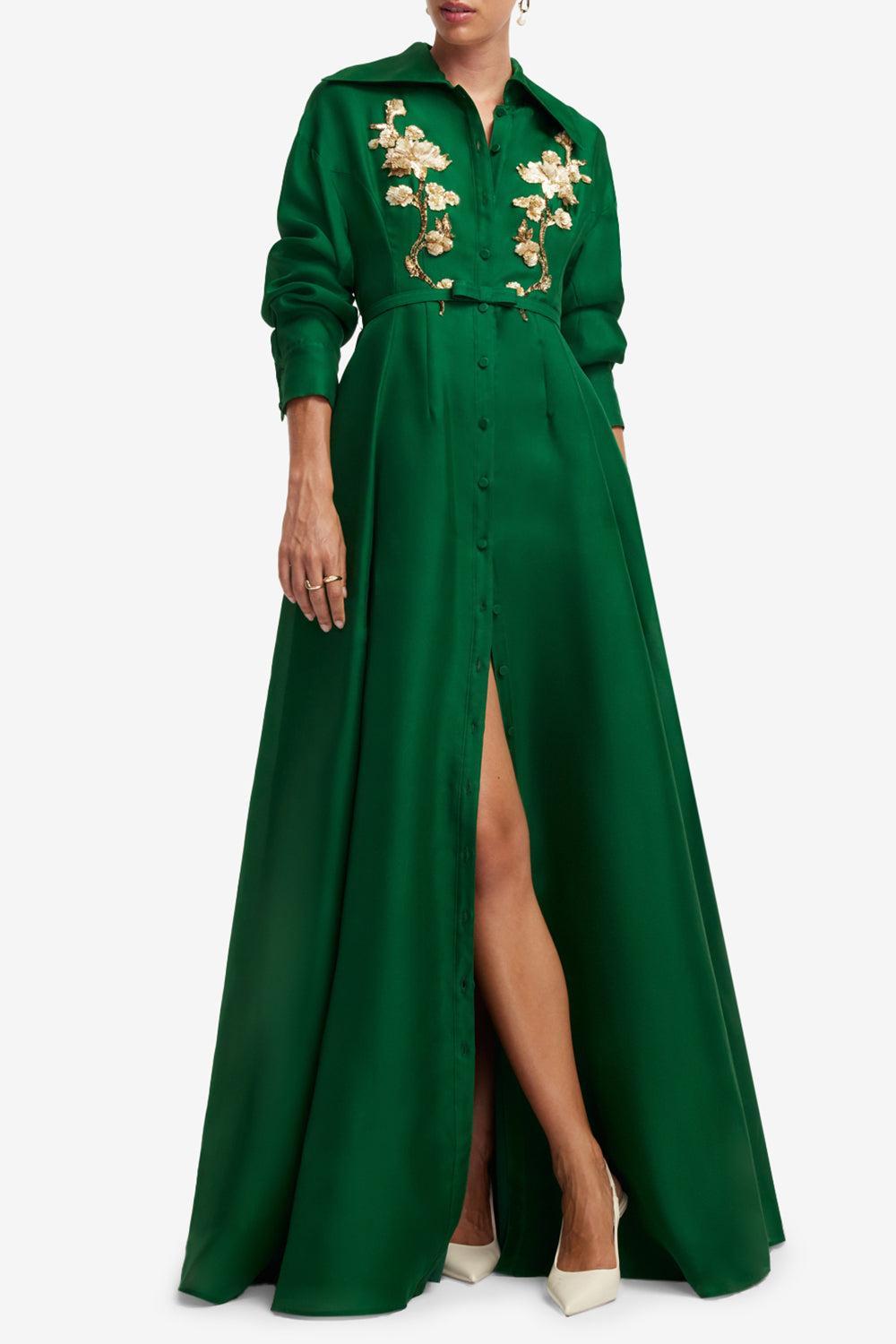 Josephine Gown - Forest-GREEN-2-CLOTHINGDRESSGOWN-LEO LIN