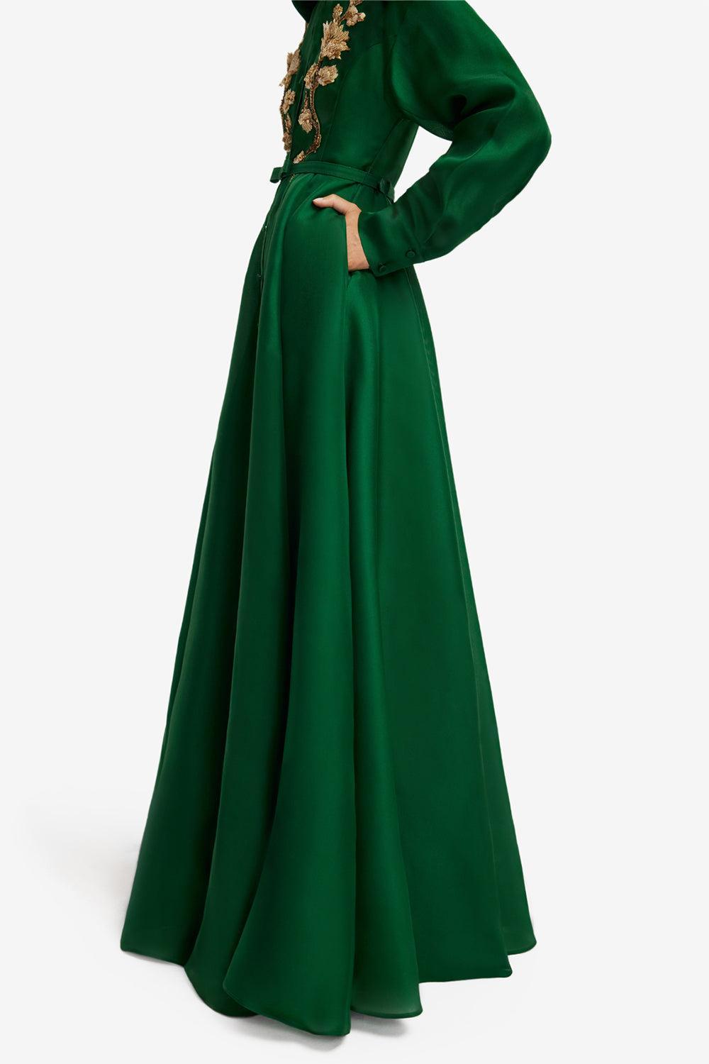 Josephine Gown - Forest-GREEN-2-CLOTHINGDRESSGOWN-LEO LIN