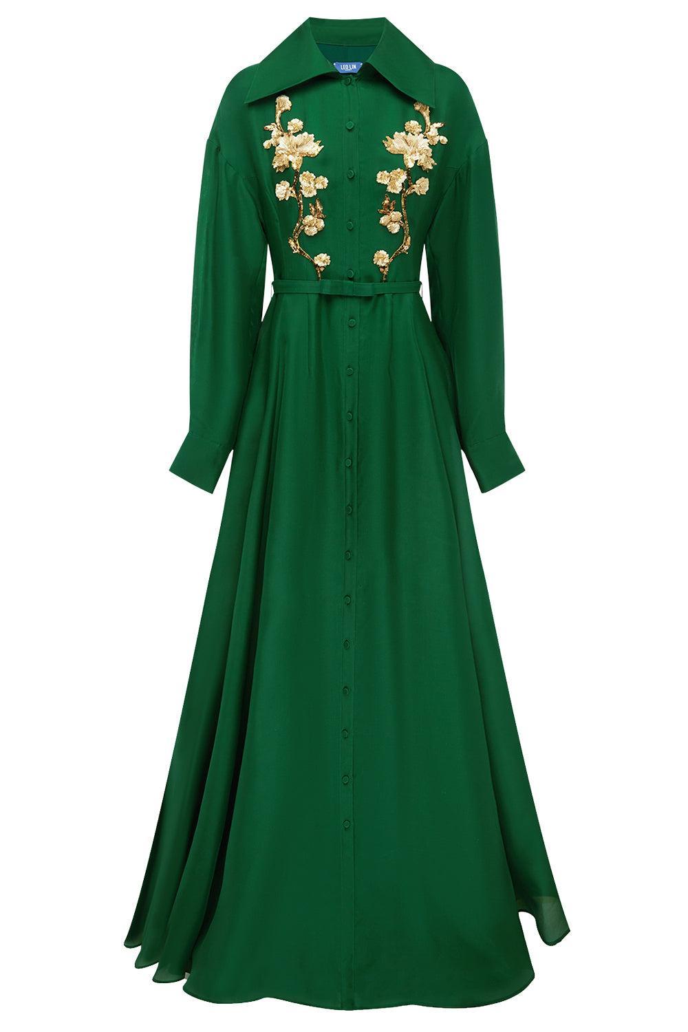 Josephine Gown - Forest-GREEN-2-CLOTHINGDRESSGOWN-LEO LIN