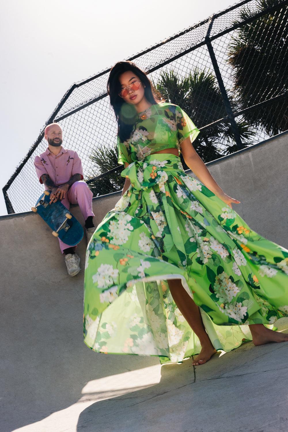 VALERIA SKIRT-LIME-4-CLOTHINGSKIRTMAXI-LEO LIN