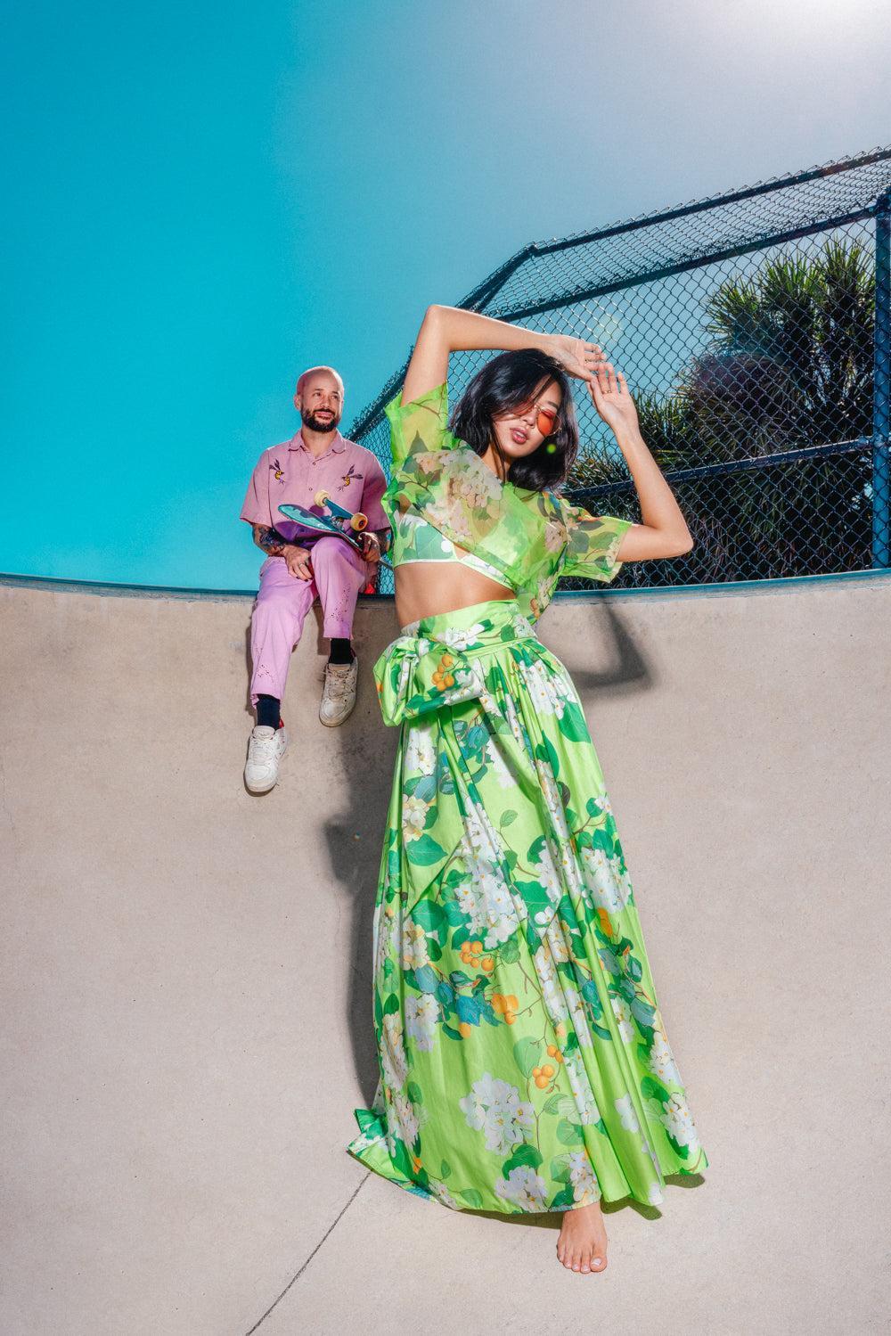 VALERIA SKIRT-LIME-4-CLOTHINGSKIRTMAXI-LEO LIN