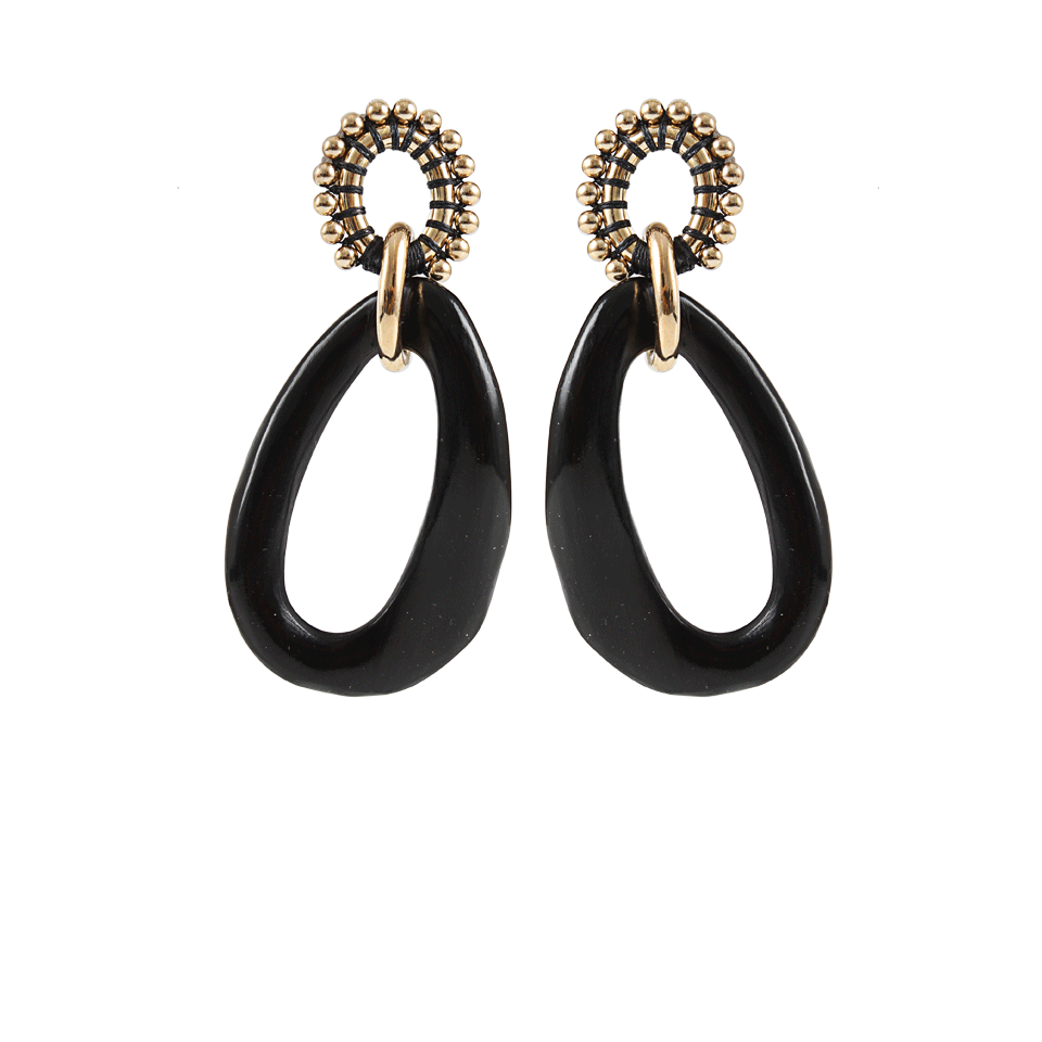 LEVA JEWELRY-Three Link Horn Drop Earrings-GLD/BLCK