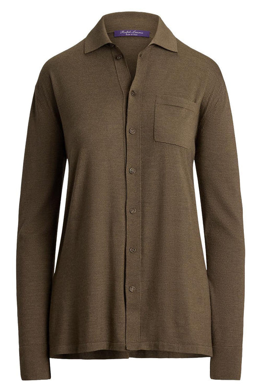 Luxe Shirt Cardigan-BROWN-S-CLOTHINGTOPCARDIGAN-RALPH LAUREN
