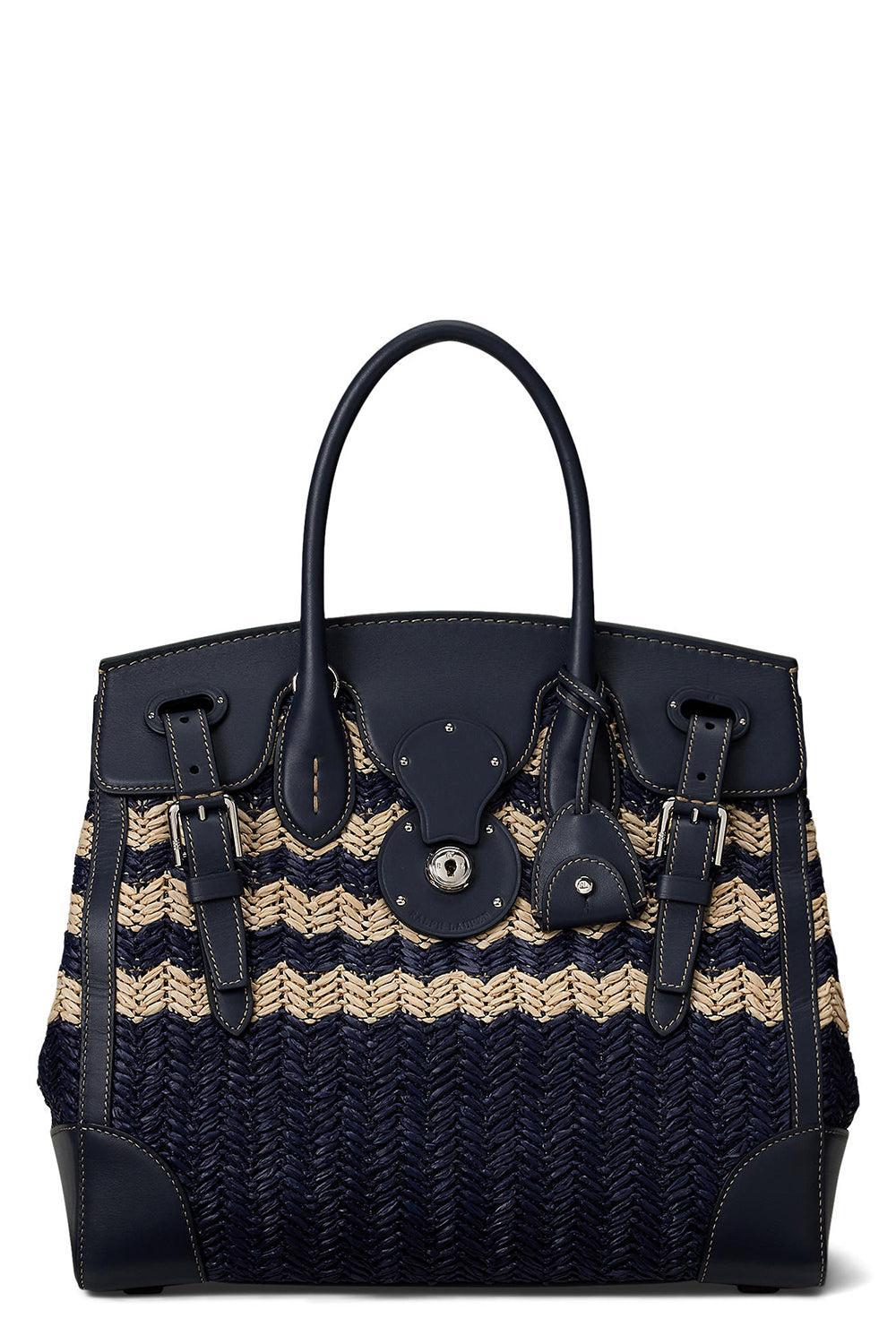 Soft Ricky 33 Raffia Bag-NVY/NAT-O/S-HANDBAGTOP HANDLE-RALPH LAUREN
