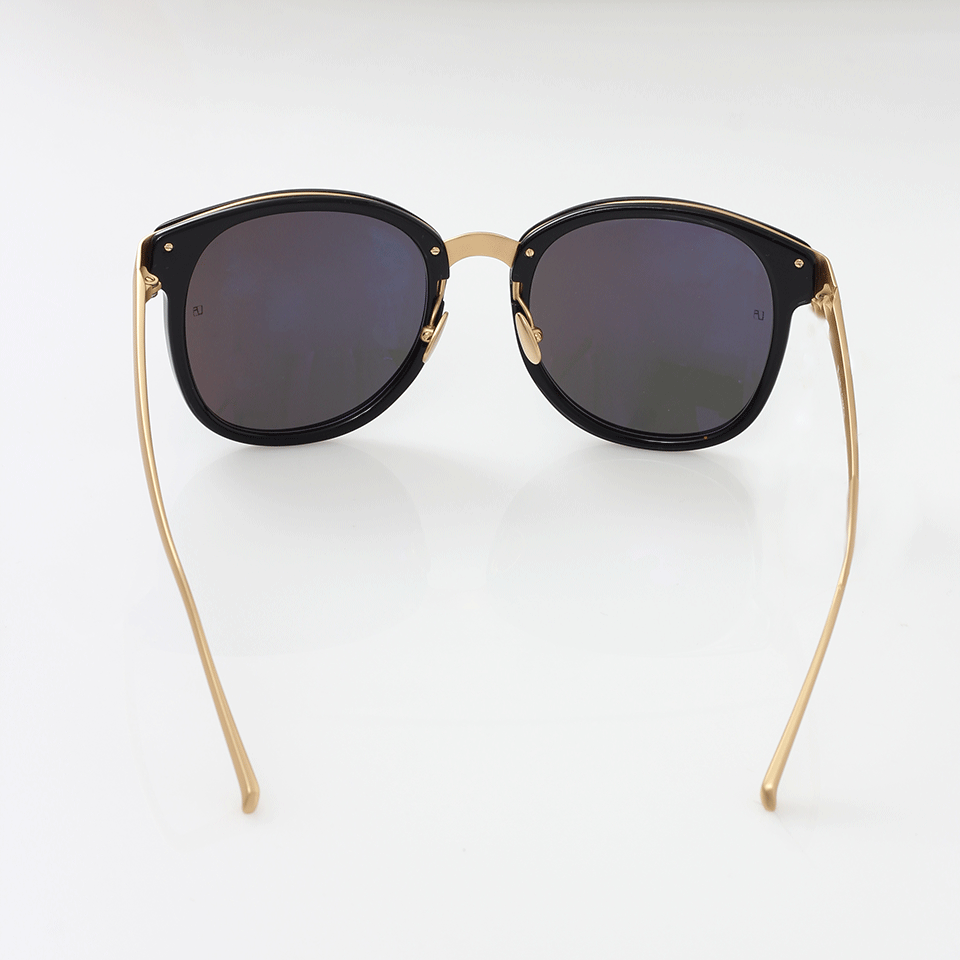 LINDA FARROW-Acetate And Yellow Gold Sunglasses-BLACK