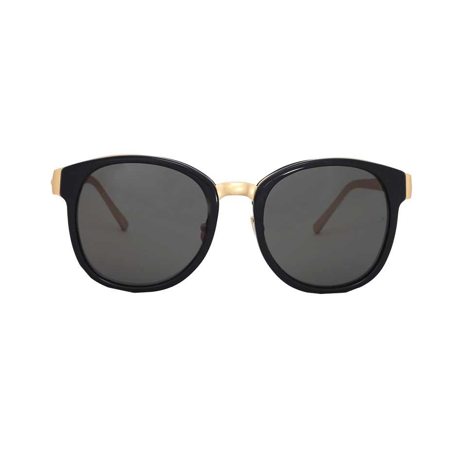 LINDA FARROW-Acetate And Yellow Gold Sunglasses-BLACK