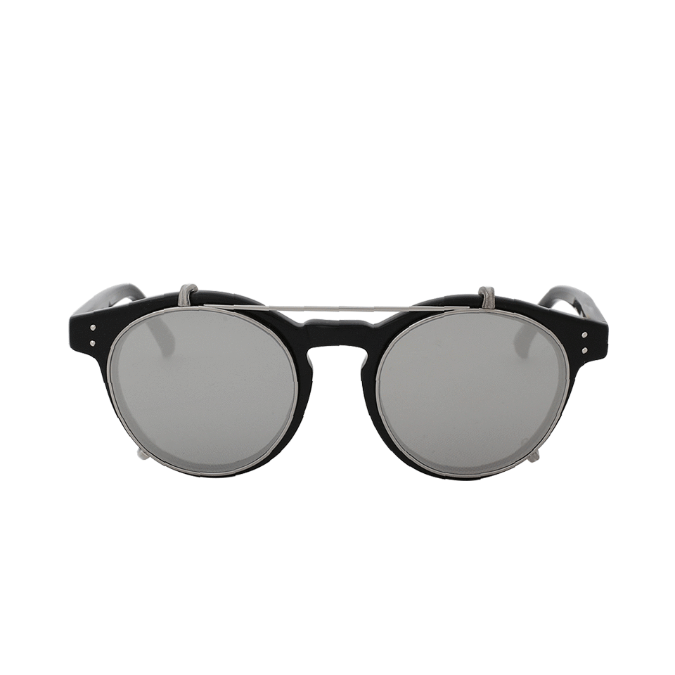 LINDA FARROW-Brow Bar Rounded Sunglasses-BLACK