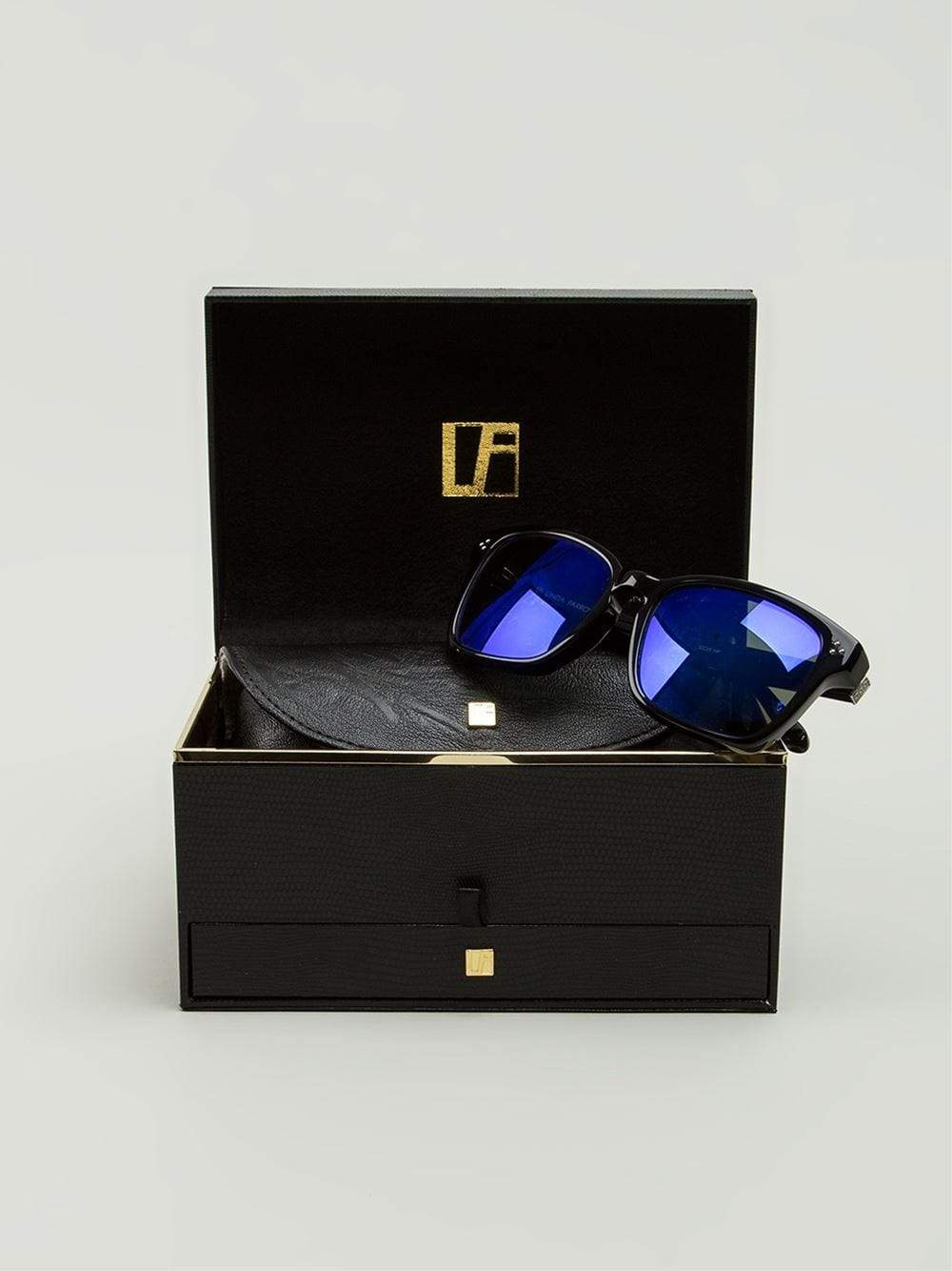 LINDA FARROW-Square Rim Sunglasses-BLACK