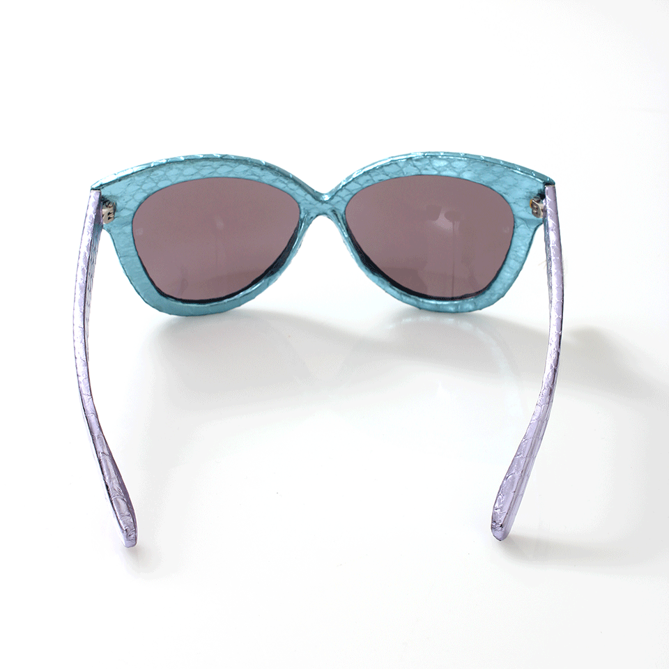 LINDA FARROW-Chunky Cat Eye Sunglasses-BLE/LAV