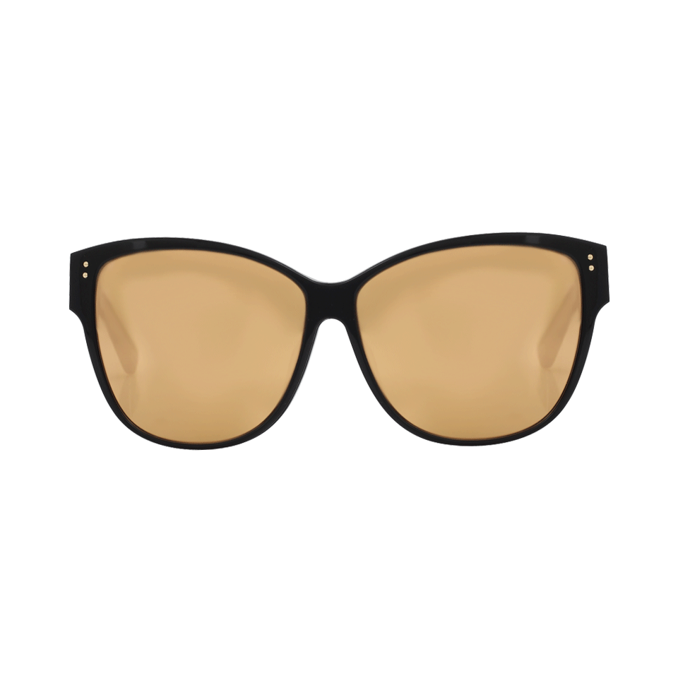 LINDA FARROW-Black Cage Sunglasses-BLK/GLD