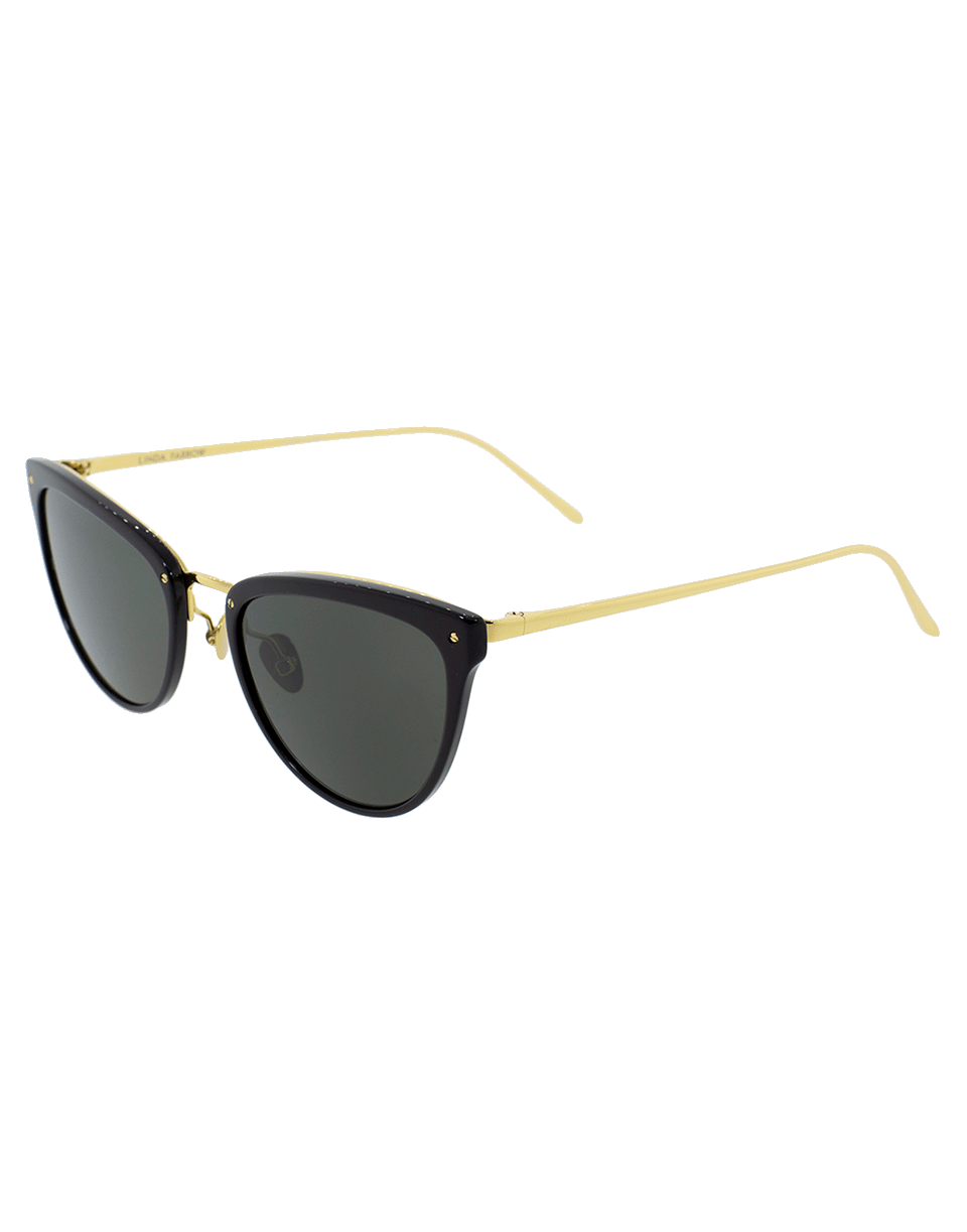 LINDA FARROW-Cat Eye Sunglasses-BLK/GREY