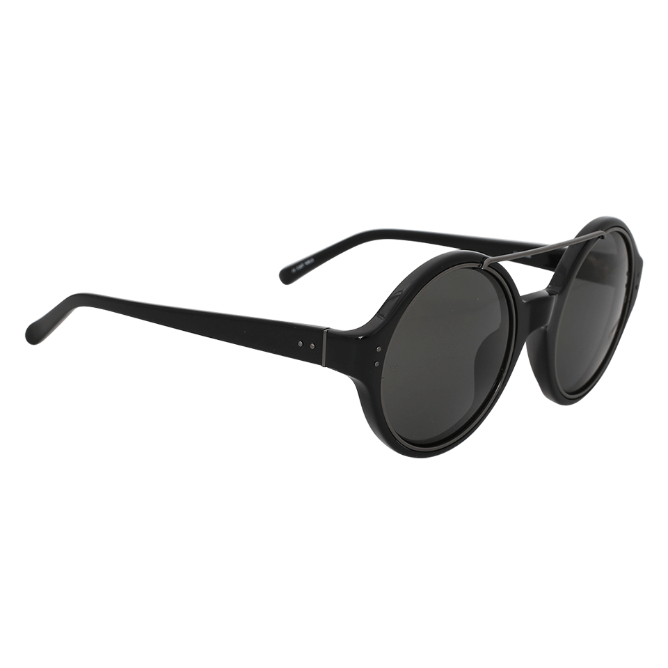 LINDA FARROW-Circle Browbar Sunglasses-BLK/GREY