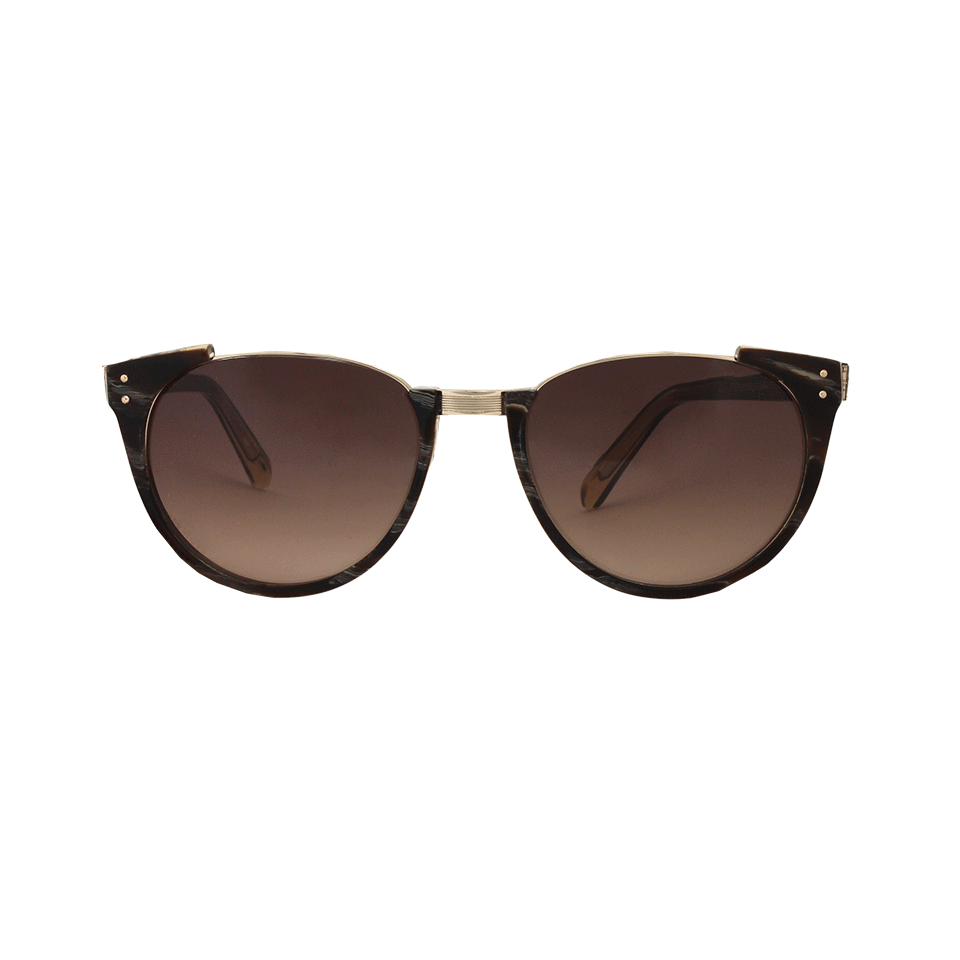 LINDA FARROW-Dark Horn Acetate Sunglasses-BROWN