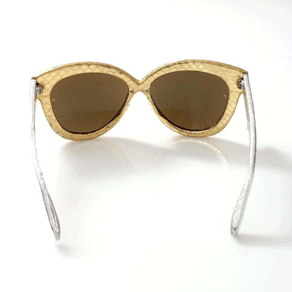 LINDA FARROW-Chunky Cat Eye Sunglasses-GLD/SLV