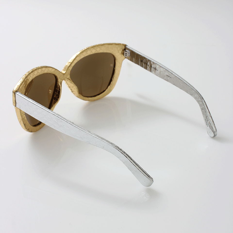 LINDA FARROW-Chunky Cat Eye Sunglasses-GLD/SLV