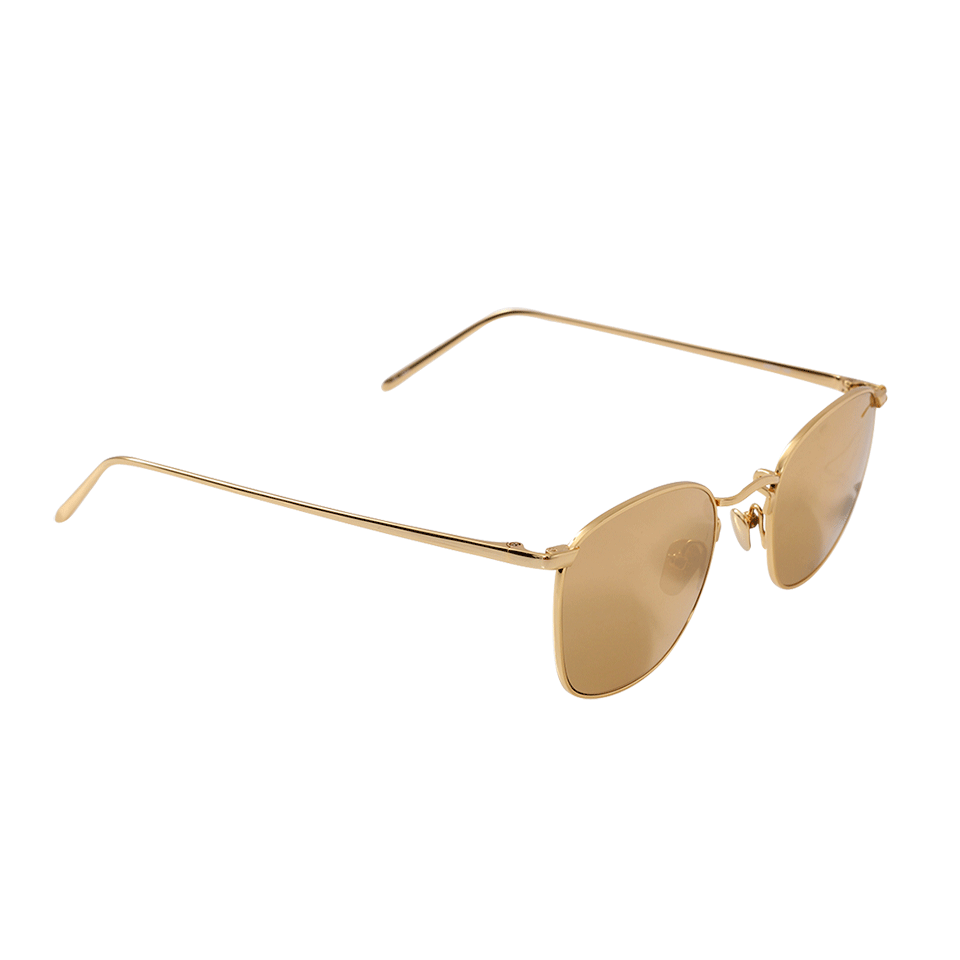 LINDA FARROW-Metal Square Sunglasses-GOLD