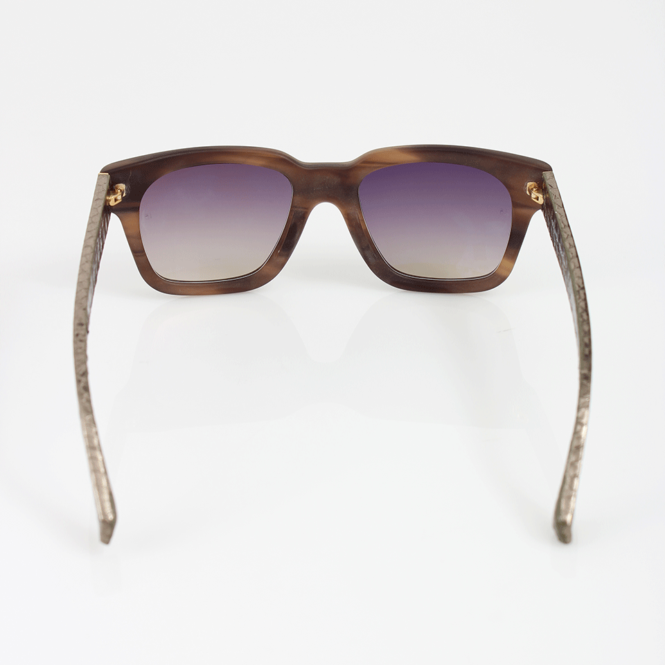 LINDA FARROW-Square Horn Sunglasses-HORN