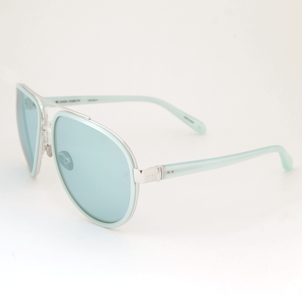 LINDA FARROW-White Gold Acetate Sunglasses-MINT