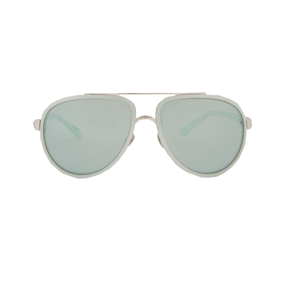 LINDA FARROW-White Gold Acetate Sunglasses-MINT