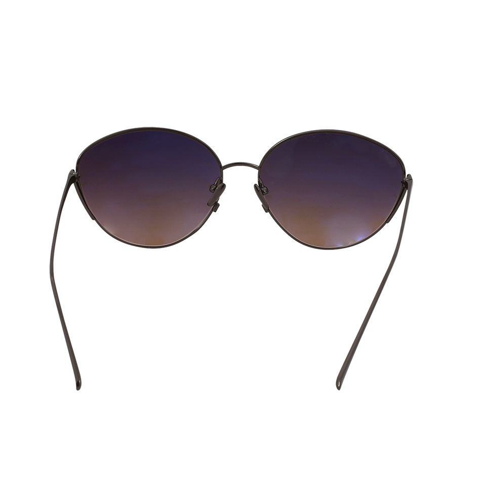 LINDA FARROW-Metal Cat-Eye Sunglasses-NICKEL