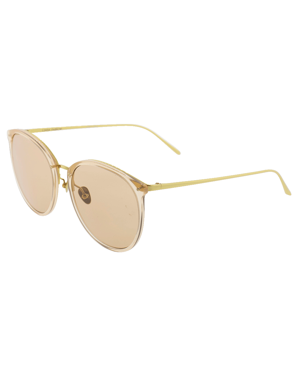LINDA FARROW-Oversized Sunglasses-PCH/GLD
