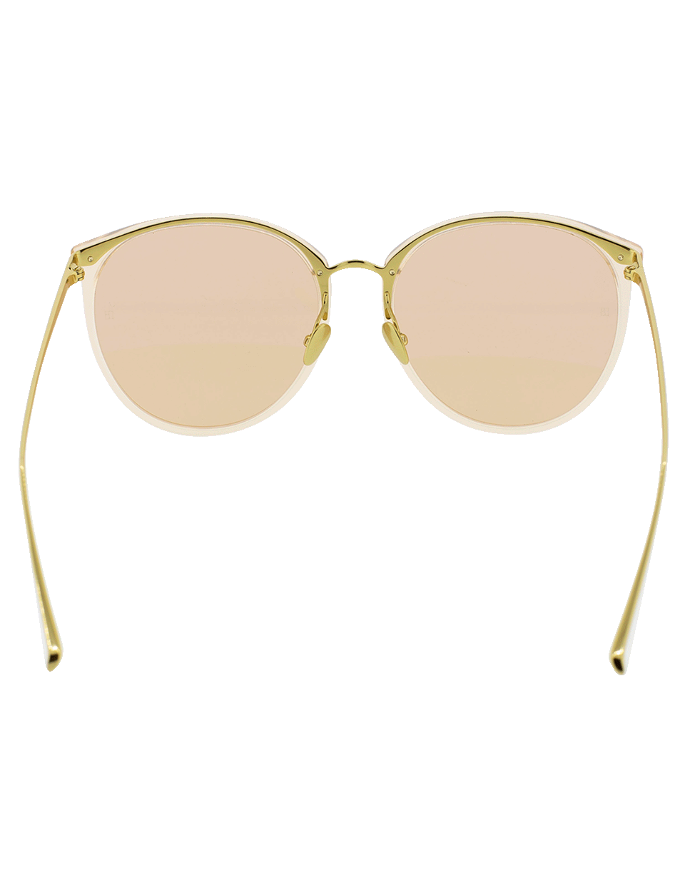 LINDA FARROW-Oversized Sunglasses-PCH/GLD