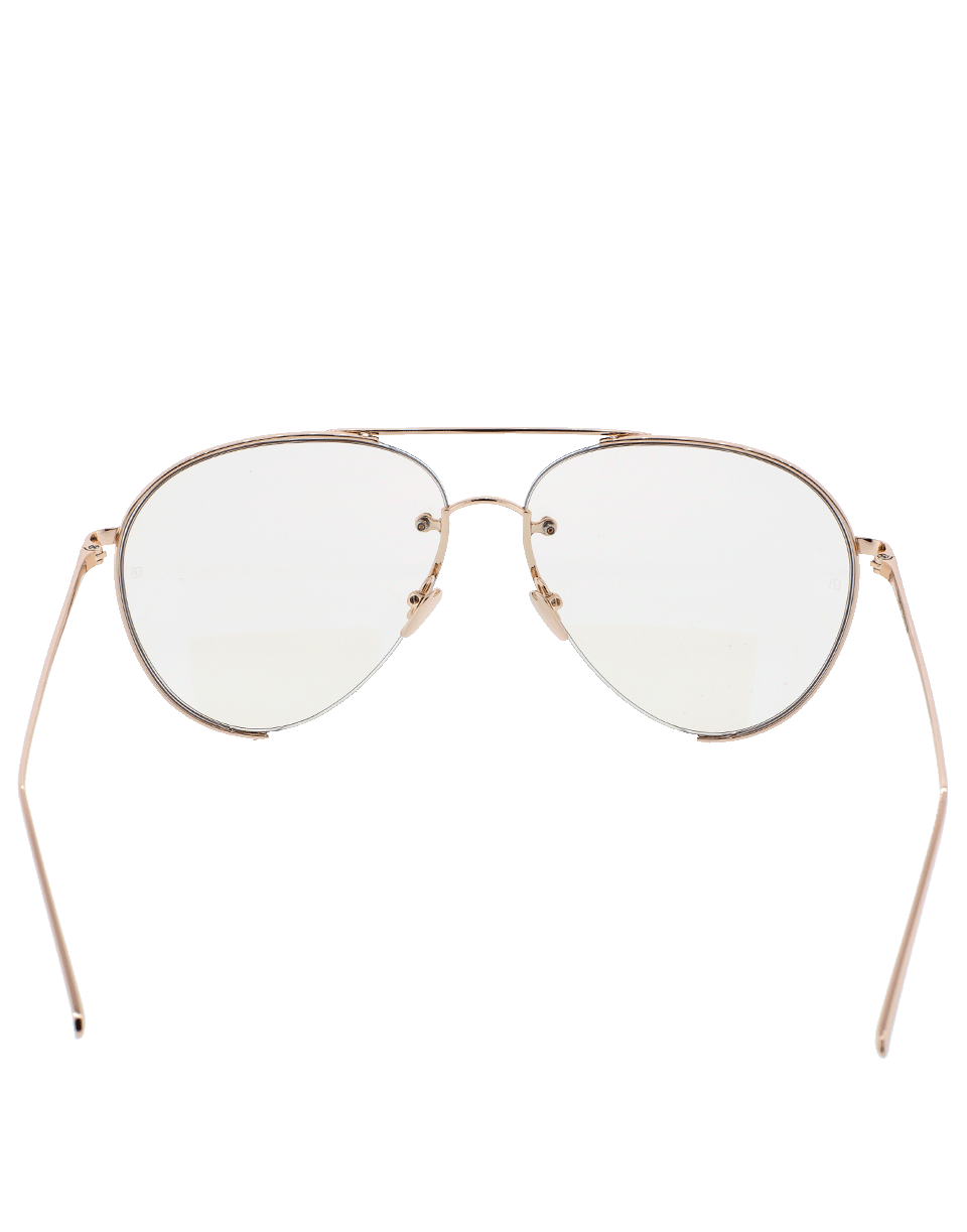LINDA FARROW-Peach Metal Sunglasses-ROSE GOLD