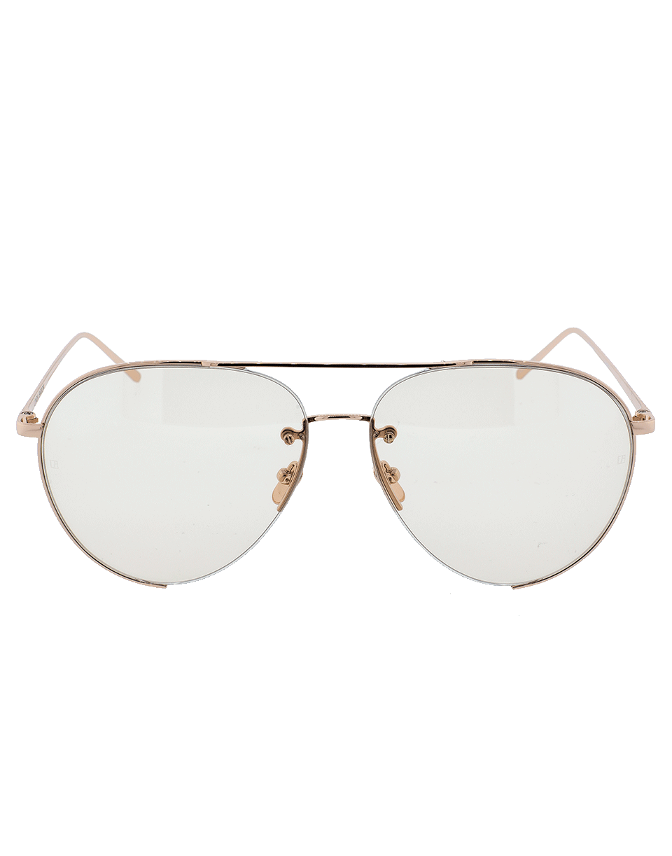LINDA FARROW-Peach Metal Sunglasses-ROSE GOLD