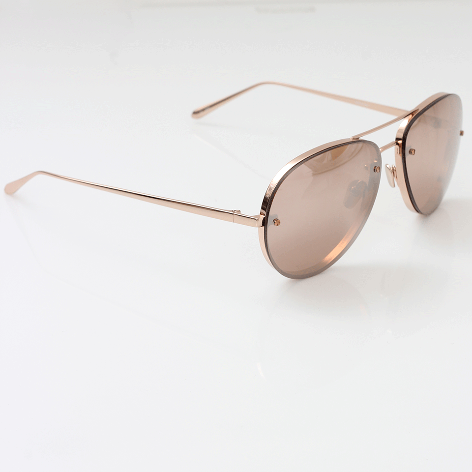 LINDA FARROW-Rose Gold Aviator Sunglasses-ROSE GOLD