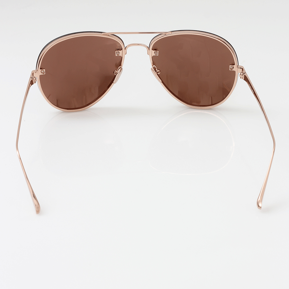 LINDA FARROW-Rose Gold Aviator Sunglasses-ROSE GOLD
