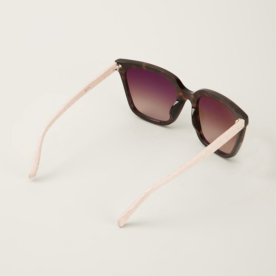 LINDA FARROW-Round Cat Eye Sunglasses-SHLL/ASH