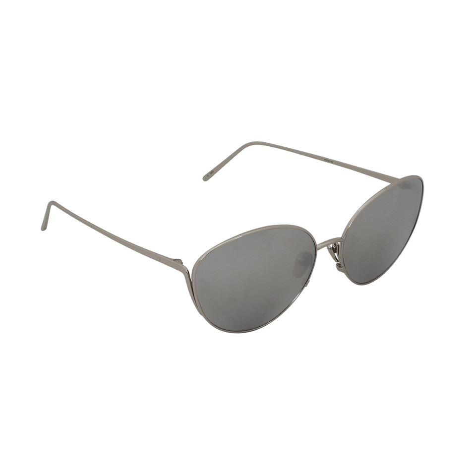 LINDA FARROW-Metal Cat-Eye Sunglasses-WHITE