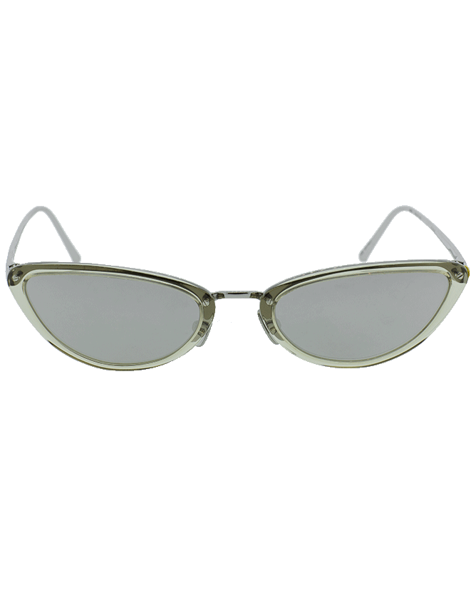 LINDA FARROW-Cat Eye Truffle Sunglasses-WHT GLD