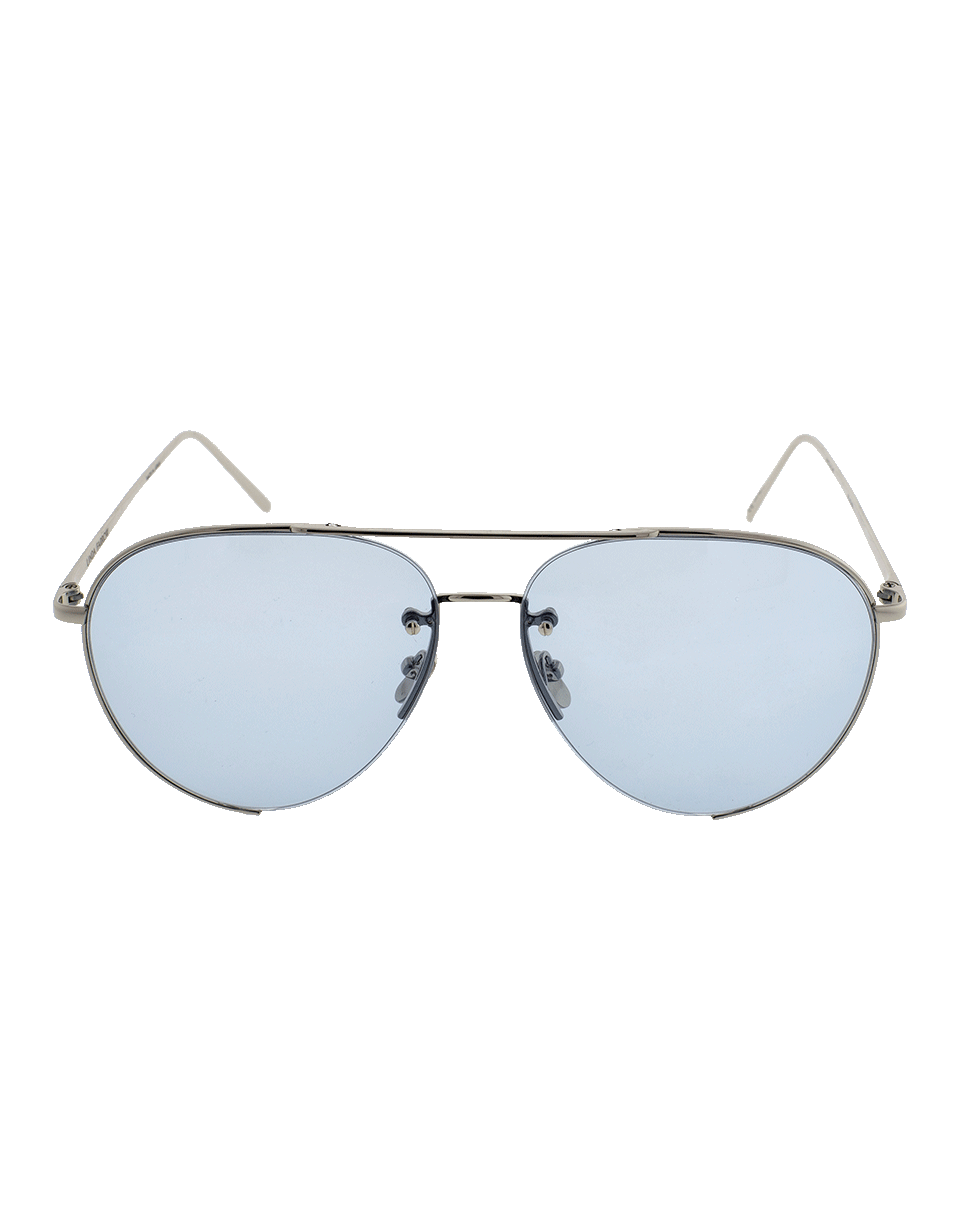 LINDA FARROW-Sky Blue Metal Sunglasses-WHT GOLD