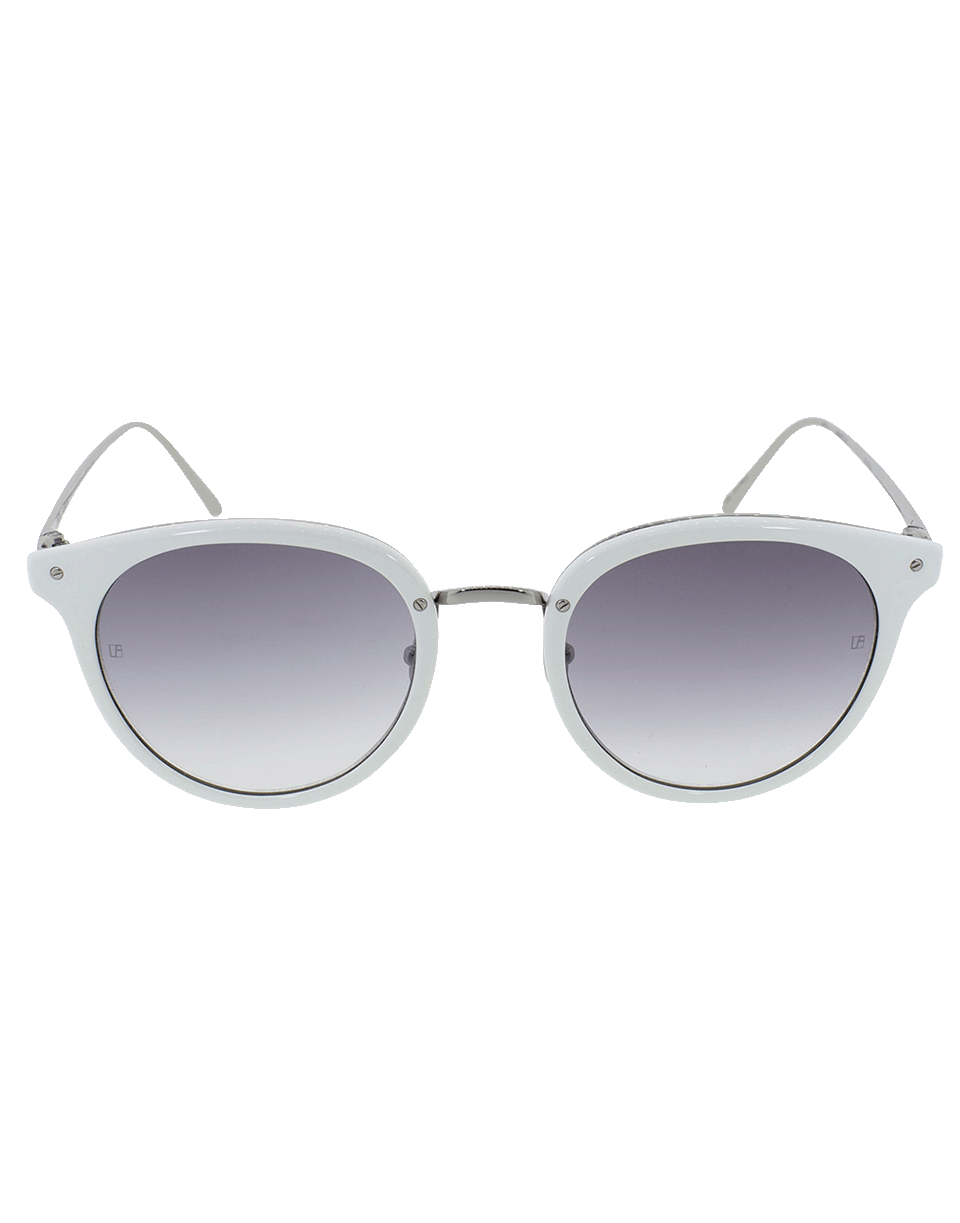 LINDA FARROW-Oval Sunglasses-WHT/GREY