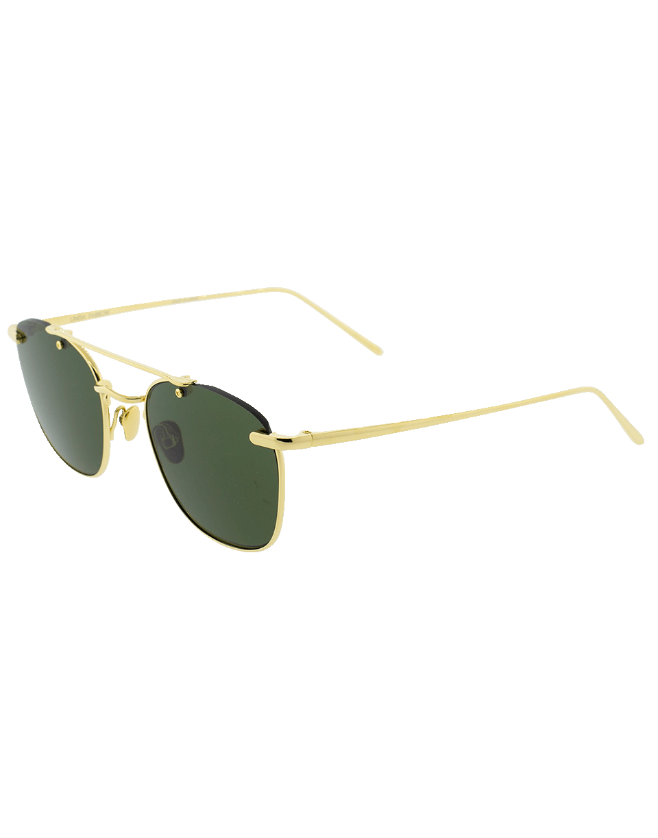 LINDA FARROW-Brow Bar Round Sunglasses-YLLWGLD