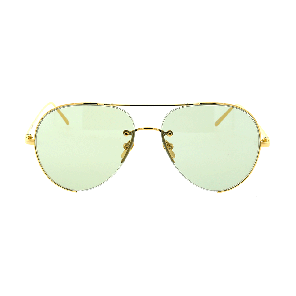 LINDA FARROW-Light Green Metal Sunglasses-YLLWGOLD