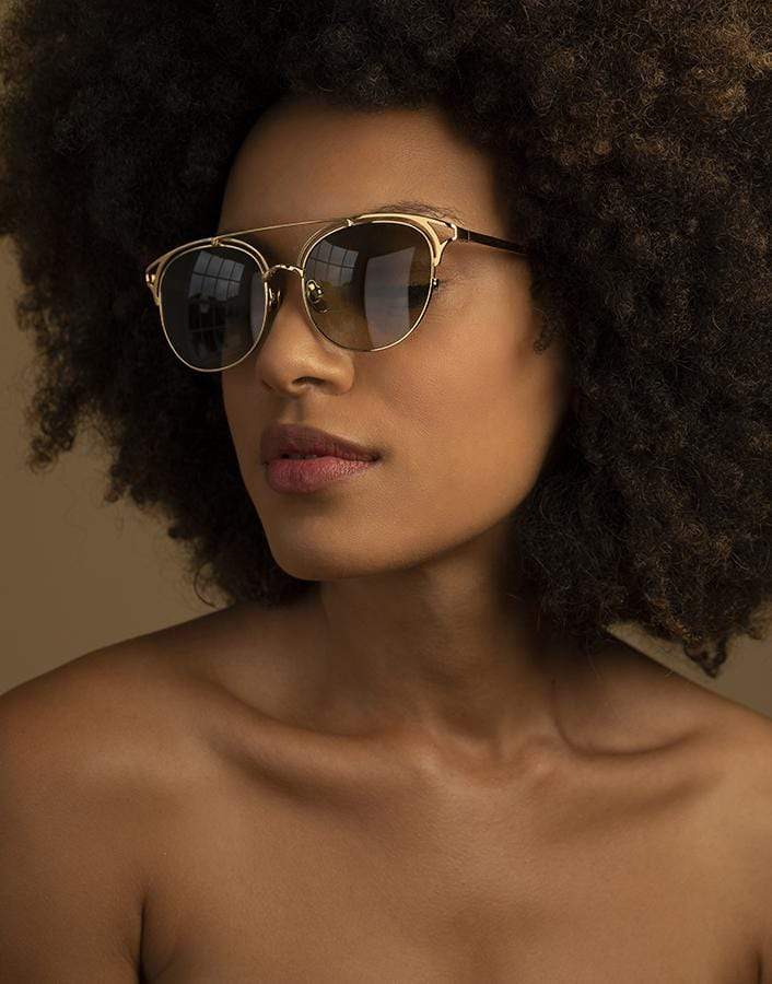 LINDA FARROW-Brow Bar Sunglasses-YLLW/GRN