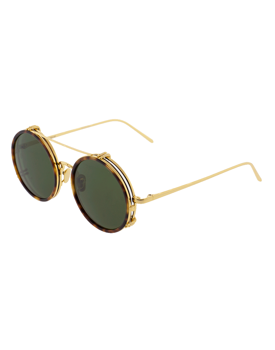 LINDA FARROW-T-Shell Round Sunglasses-YLLW/GRN
