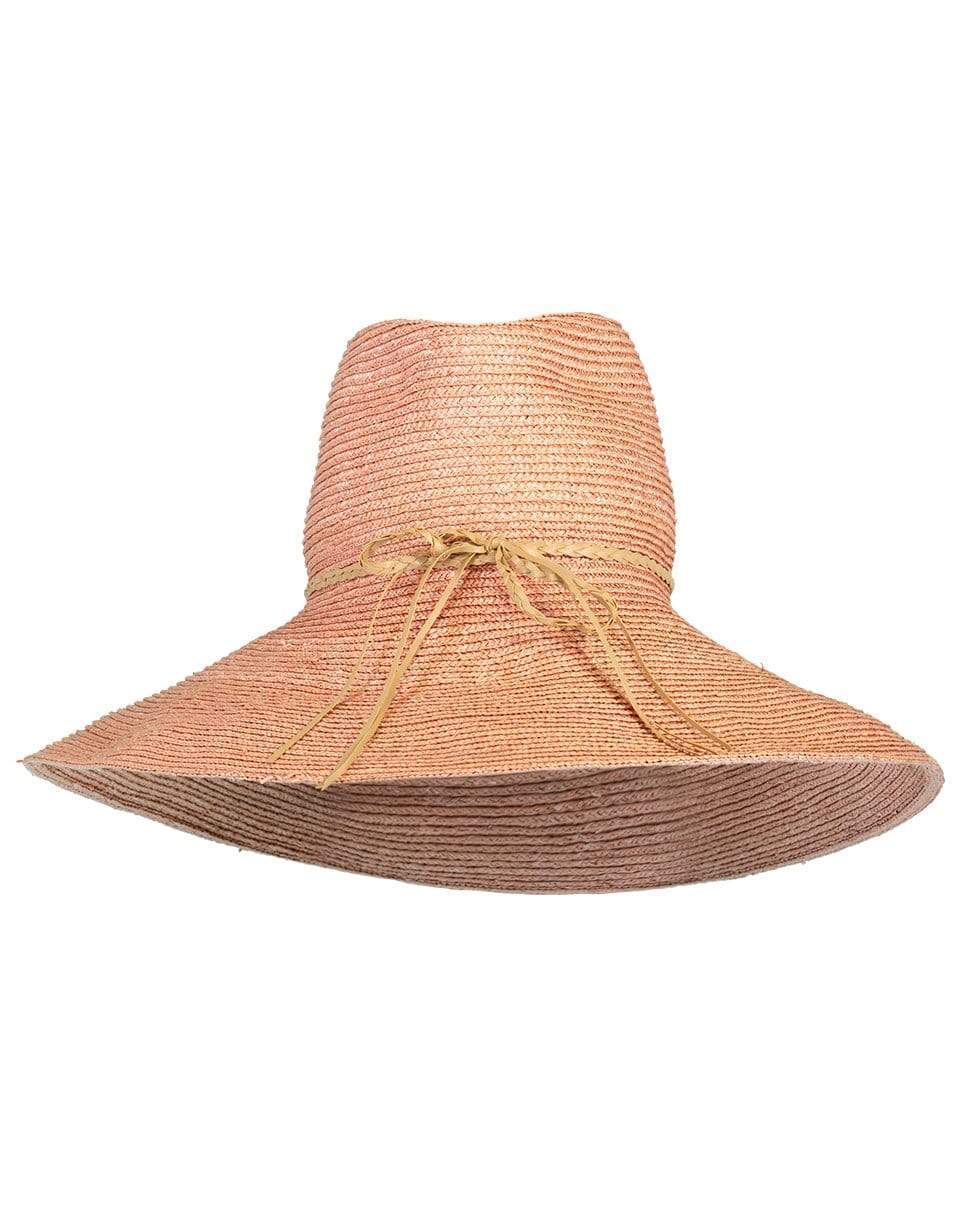 LISA BATTAGLIA-Pink High Brim Straw Hat-