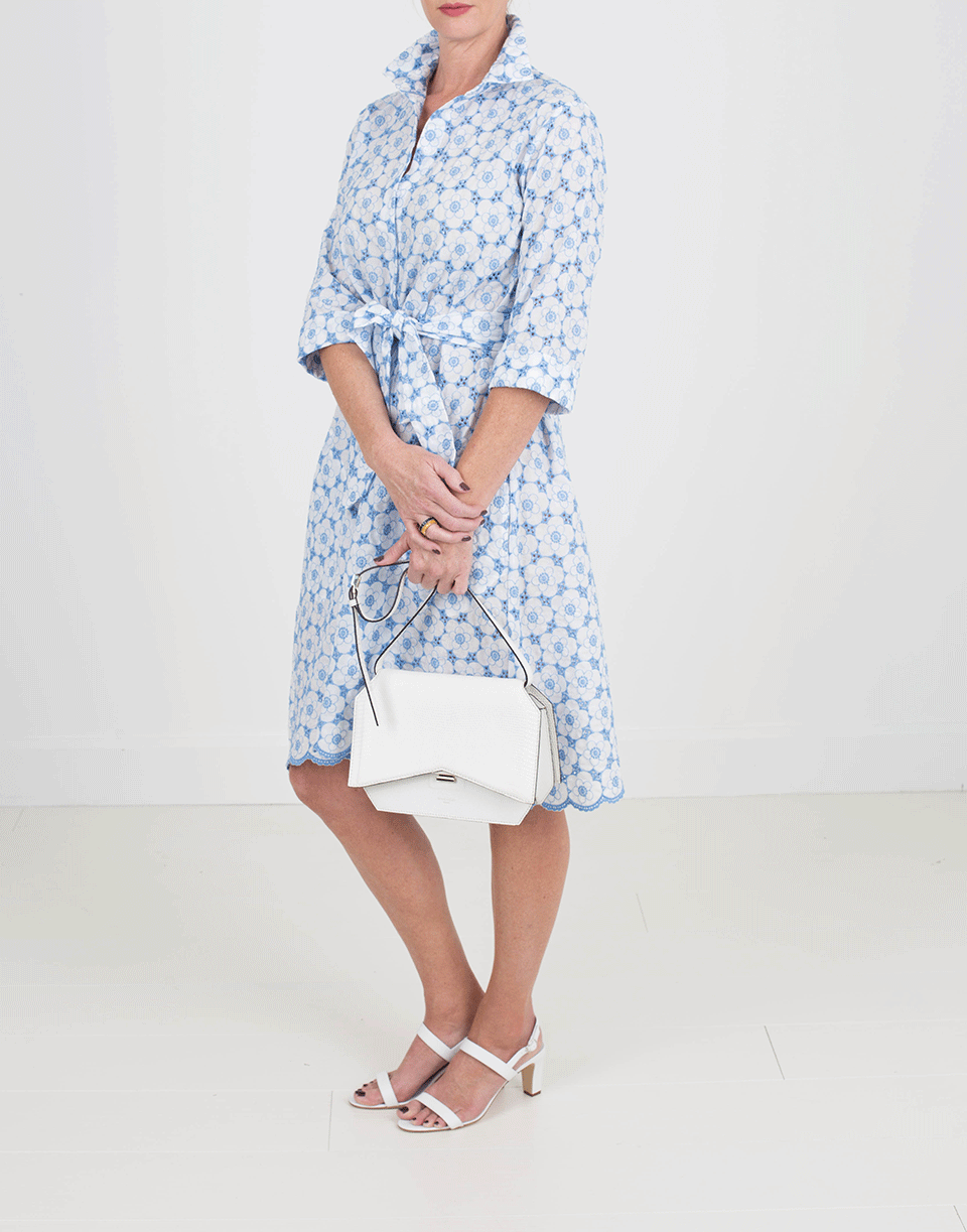 LISA MARIE FERNANDEZ-Mini Cornflower Eyelet Shirt Dress-