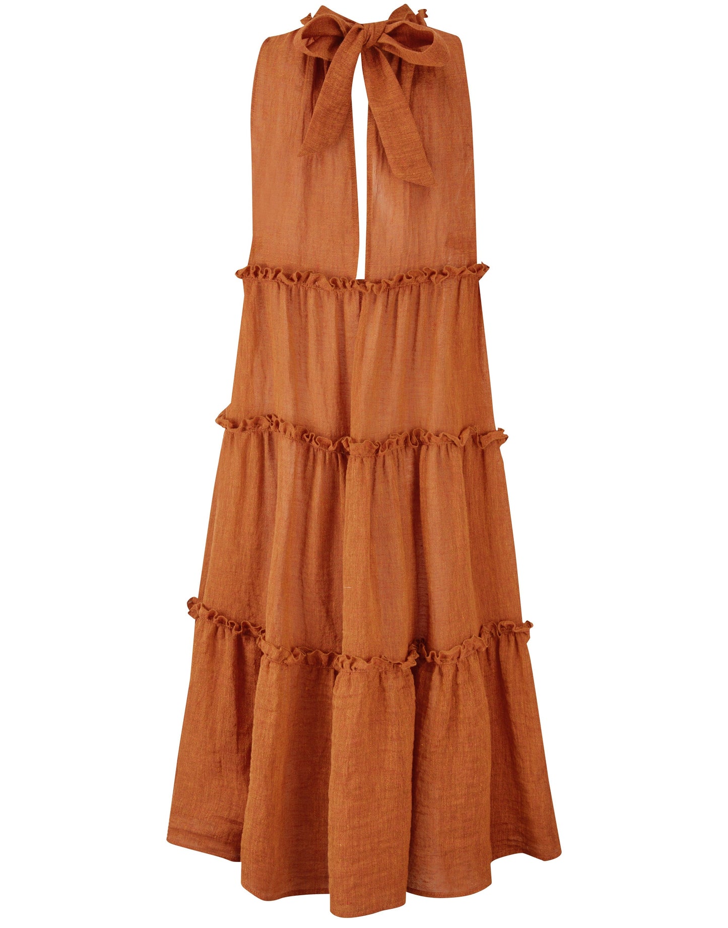 LISA MARIE FERNANDEZ-Orange Erica Ruffle Midi Dress-
