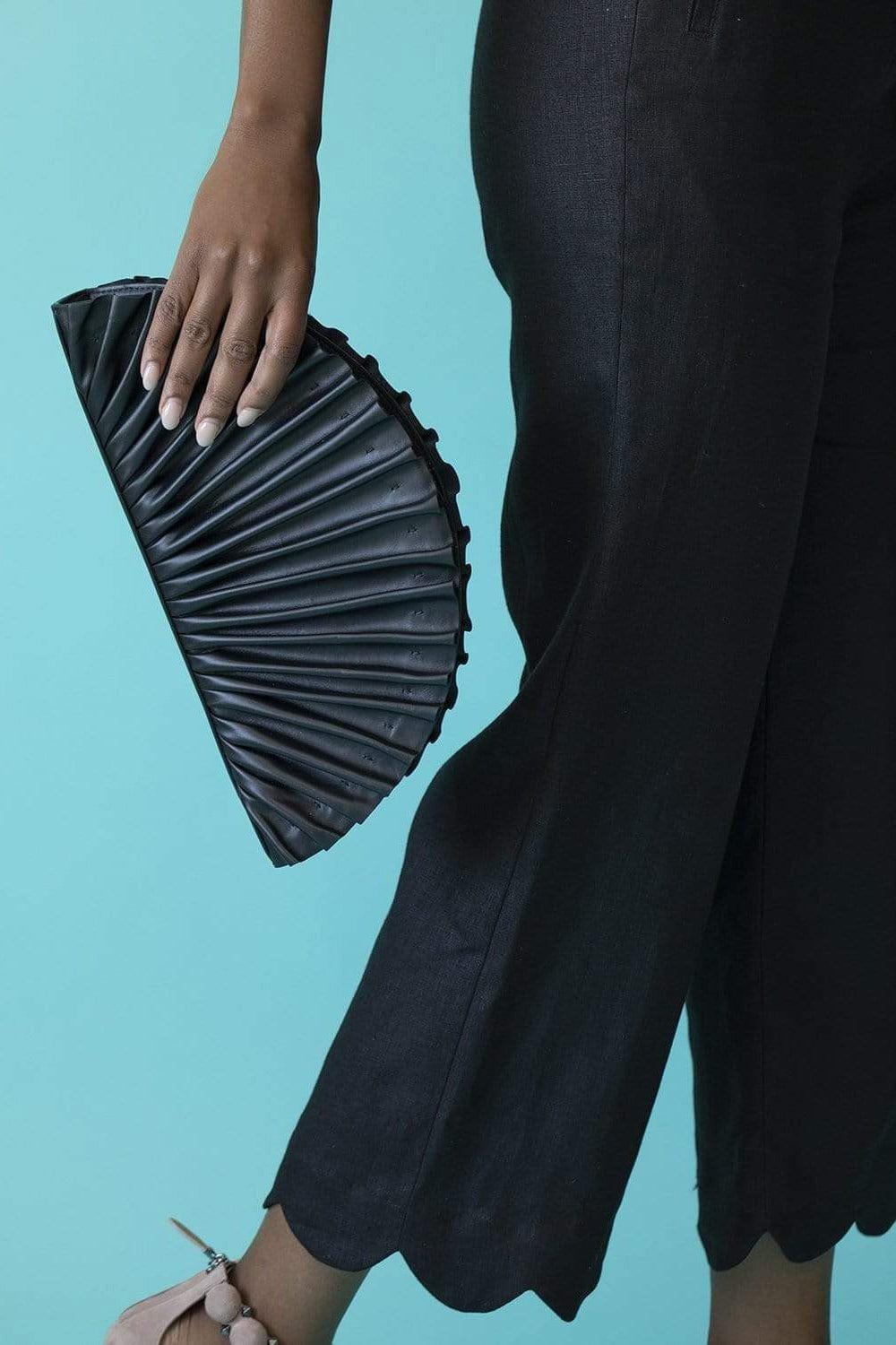 LISA MARIE FERNANDEZ-Scallop Black Linen Pant-