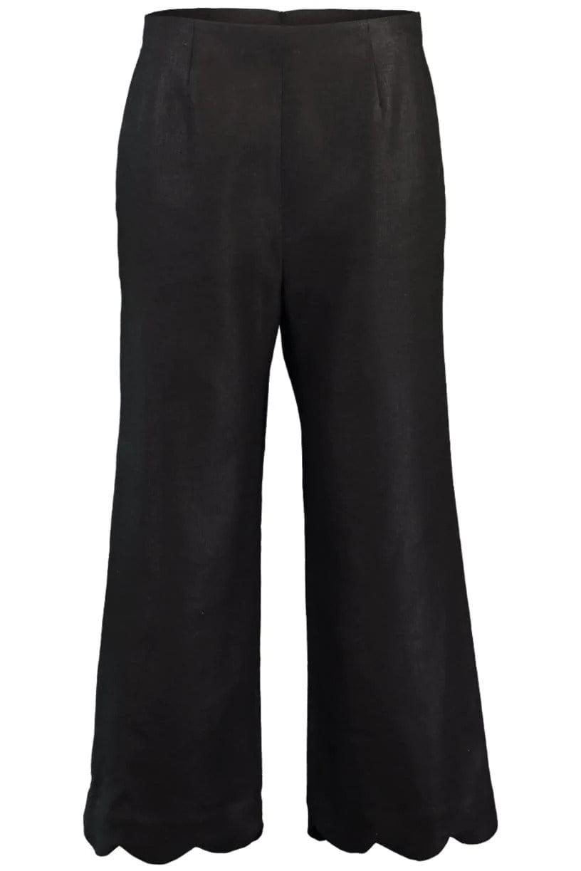 LISA MARIE FERNANDEZ-Scallop Black Linen Pant-