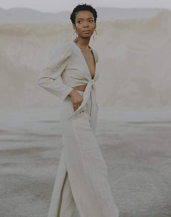  LISA MARIE FERNANDEZ-Linen Tie Blouse- 