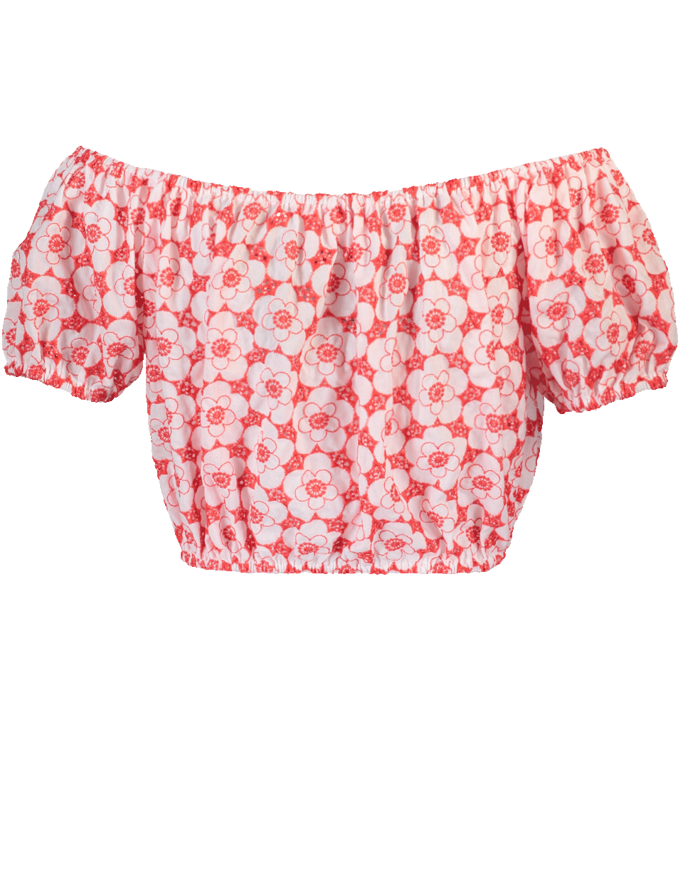 LISA MARIE FERNANDEZ-Leandra Tomato And Cream Eyelet Top-