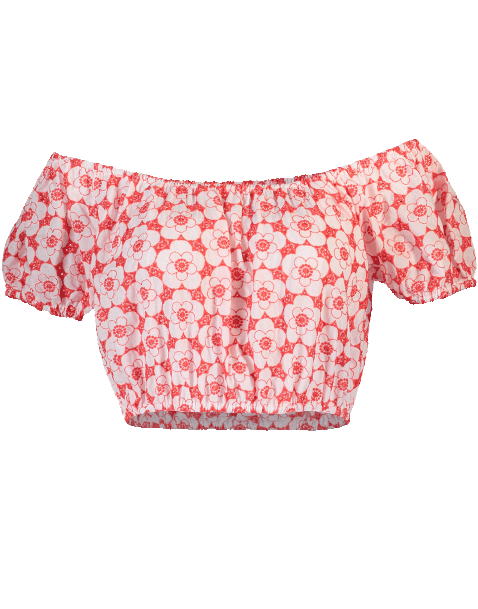 LISA MARIE FERNANDEZ-Leandra Tomato And Cream Eyelet Top-