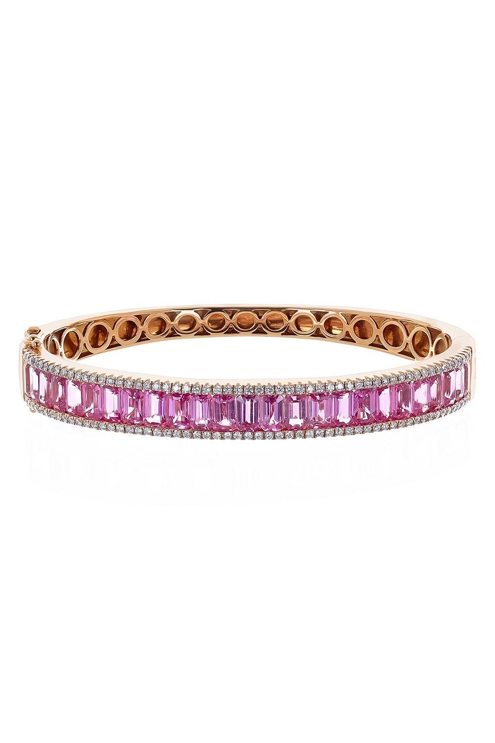 Pink Sapphire Channel Set Bangle Bracelet-ROSE GOLD-JEWELRYFINE JEWELBRACELET O-LISA NIK